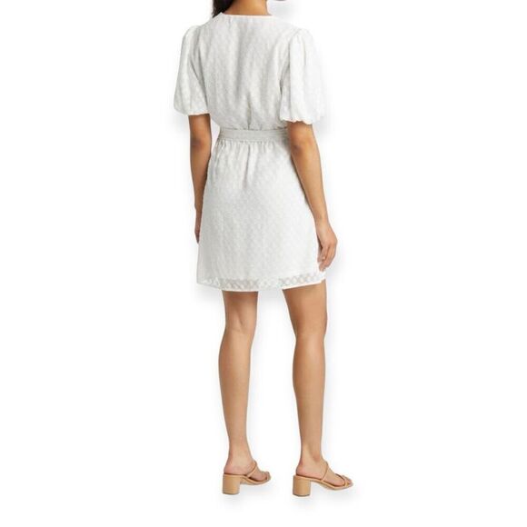 FRAICHE By J Swiss Dot Faux Wrap Minidress In White Size Large NEW - Picture 11 of 15